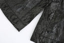 BLACK CONTRAST LACE BLAZER JACKET WITH DRAWSTRINGS