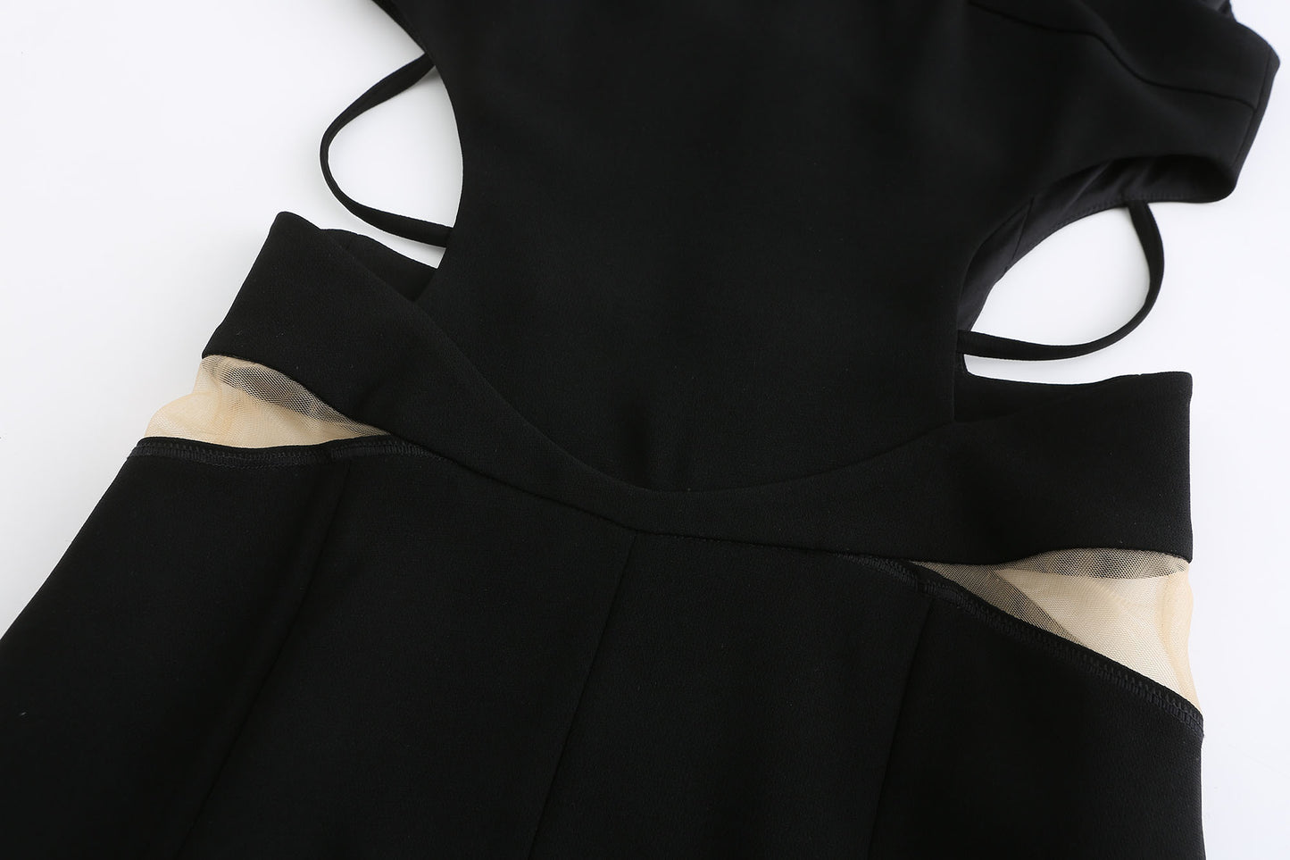 BLACK TAILORED MIDI DRESS WITH CUT-OUTS