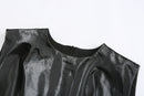 FAUX LEATHER TAILORED MIDI DRESS WITH CUT-OUTS