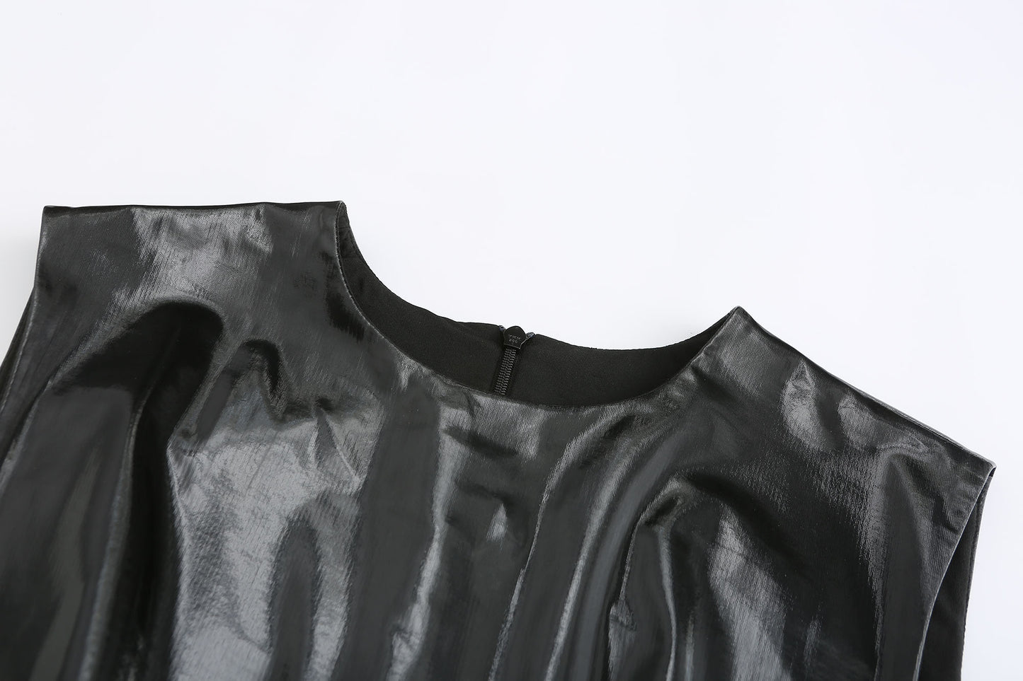 FAUX LEATHER TAILORED MIDI DRESS WITH CUT-OUTS