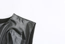 FAUX LEATHER TAILORED MIDI DRESS WITH CUT-OUTS