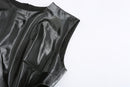 FAUX LEATHER TAILORED MIDI DRESS WITH CUT-OUTS