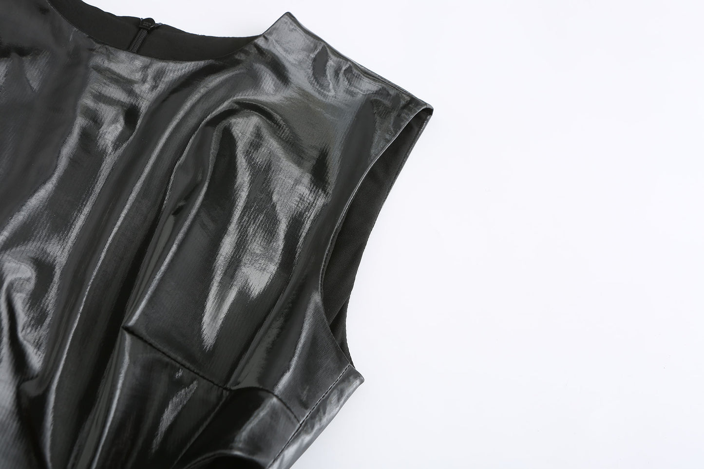 FAUX LEATHER TAILORED MIDI DRESS WITH CUT-OUTS