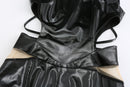 FAUX LEATHER TAILORED MIDI DRESS WITH CUT-OUTS
