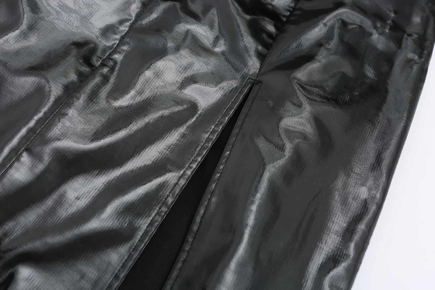 FAUX LEATHER TAILORED MIDI DRESS WITH CUT-OUTS