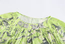 NEON GREEN PRINTED MIDI DRESS