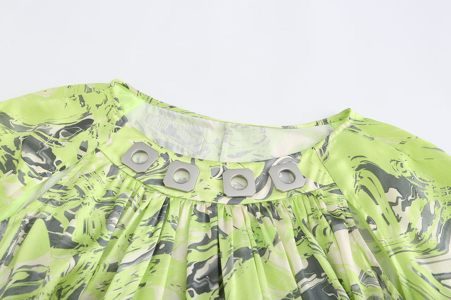 NEON GREEN PRINTED MIDI DRESS