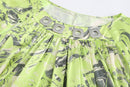 NEON GREEN PRINTED MIDI DRESS