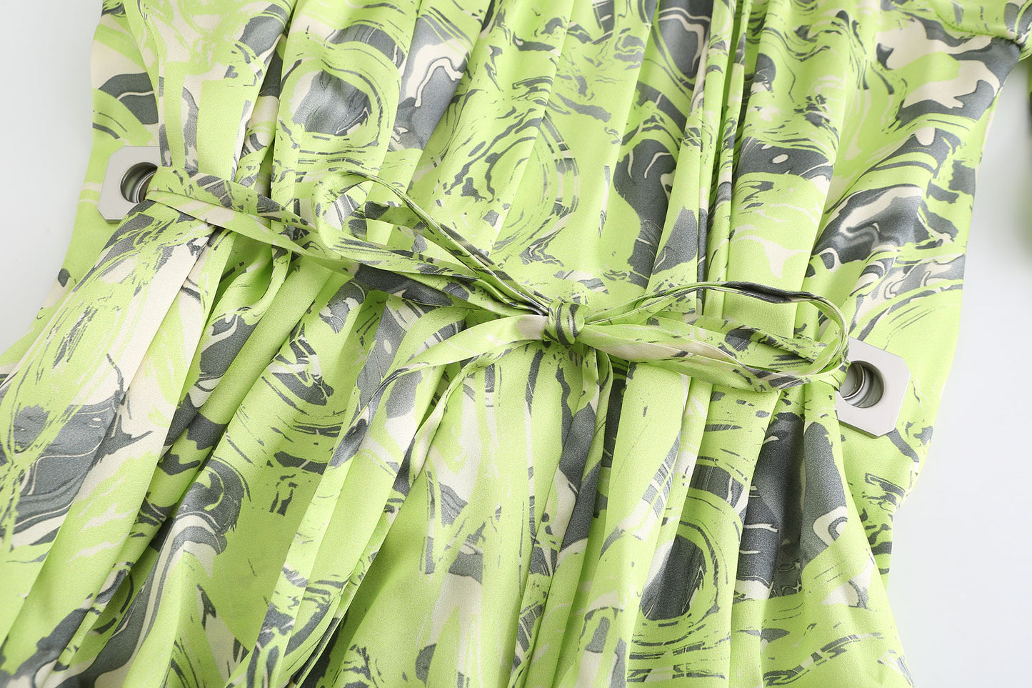 NEON GREEN PRINTED MIDI DRESS