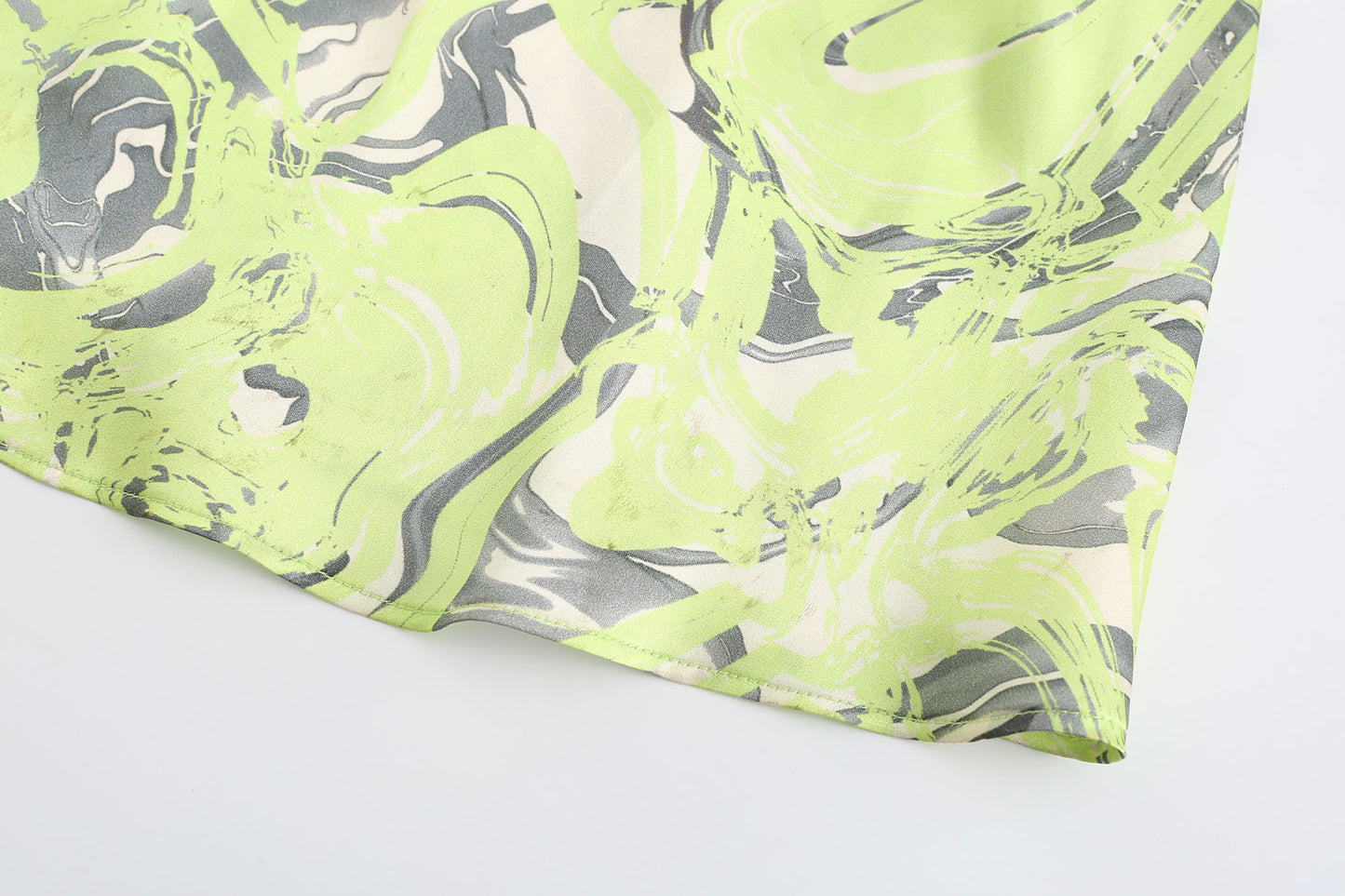 NEON GREEN PRINTED MIDI DRESS