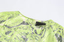 NEON GREEN PRINTED MIDI DRESS