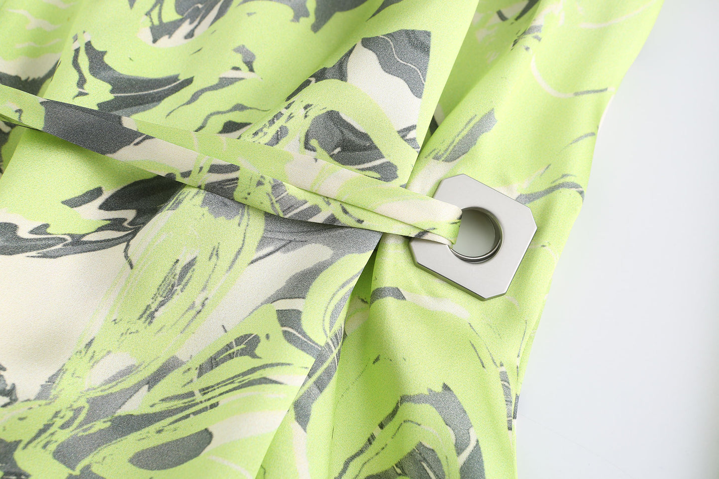 NEON GREEN PRINTED MIDI DRESS