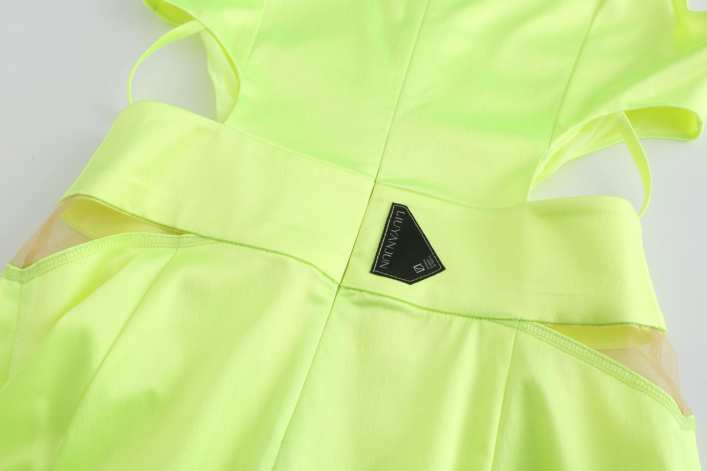 NEON GREEN TAILORED. MIDI DRESS WITH CUT-OUTS