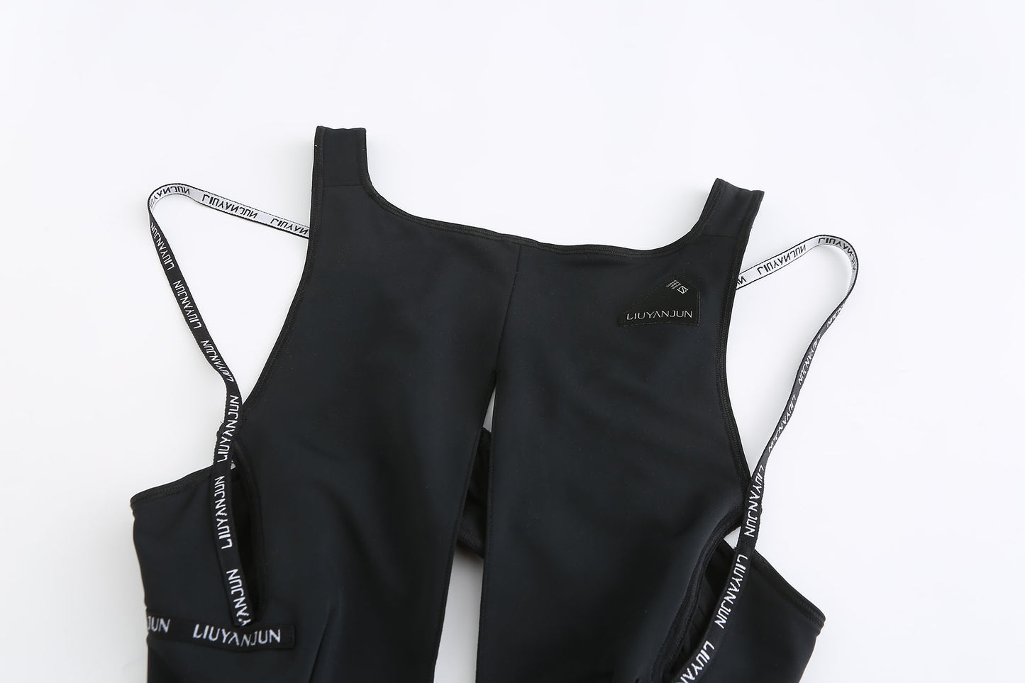 BLACK SWIMSUIT WITH STRAPS AND CUT-OUTS