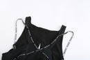 BLACK SWIMSUIT WITH STRAPS AND CUT-OUTS
