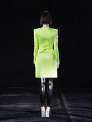 NEON GREEN. BLAZER WITH. DRAWSTRING AND CUT-OUTS