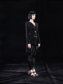 BLACK BLAZER WITH DRAWSTRING AND CUT-OUTS