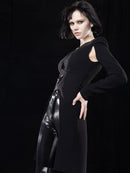 BLACK BLAZER WITH DRAWSTRING AND CUT-OUTS