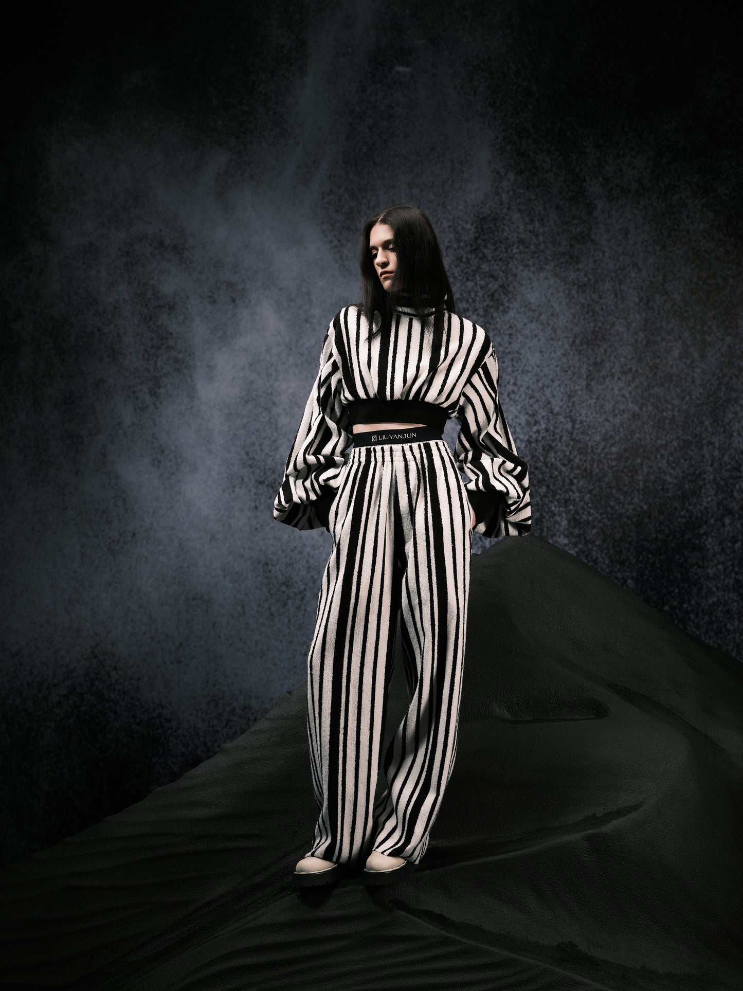 Black-white Stripe Crop Top