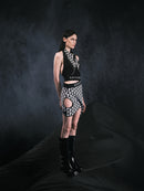 KNITTED PRINTET MINI-SKIRT