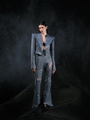 High-waist Strapped Flared Jeans