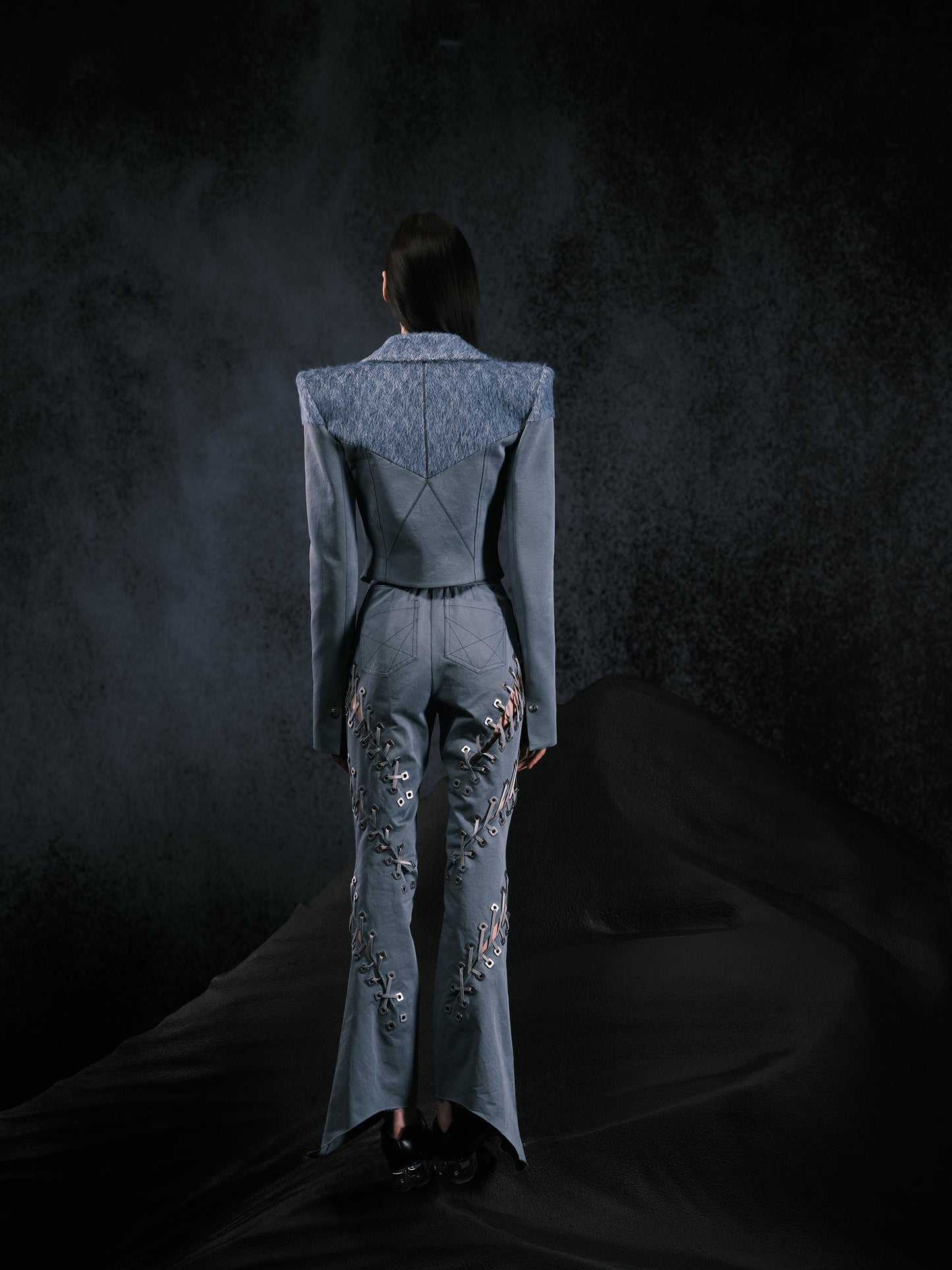 High-waist Strapped Flared Jeans