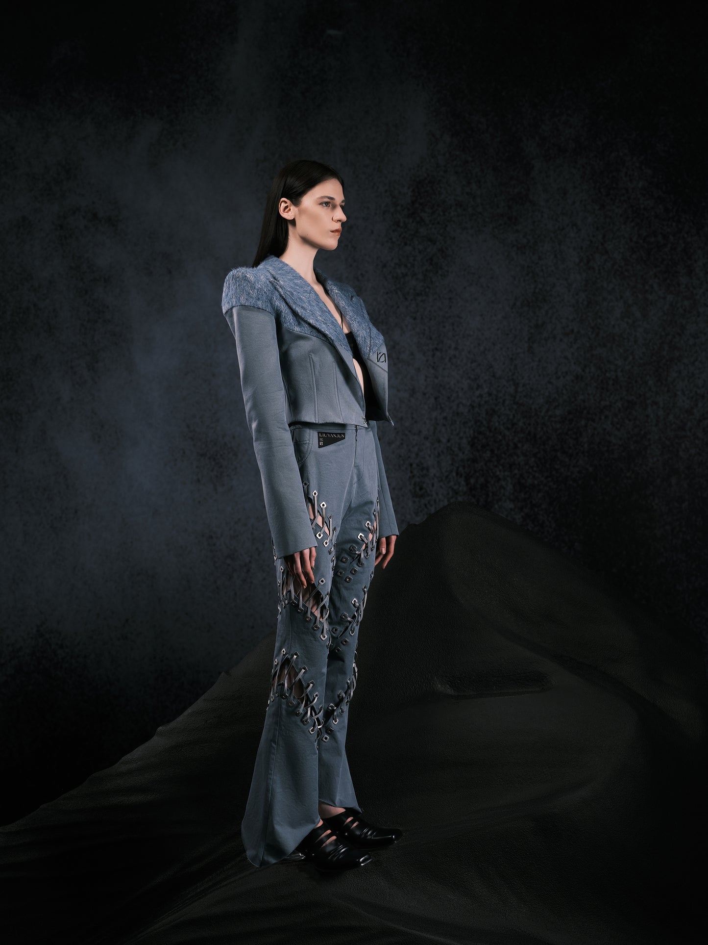 High-waist Strapped Flared Jeans