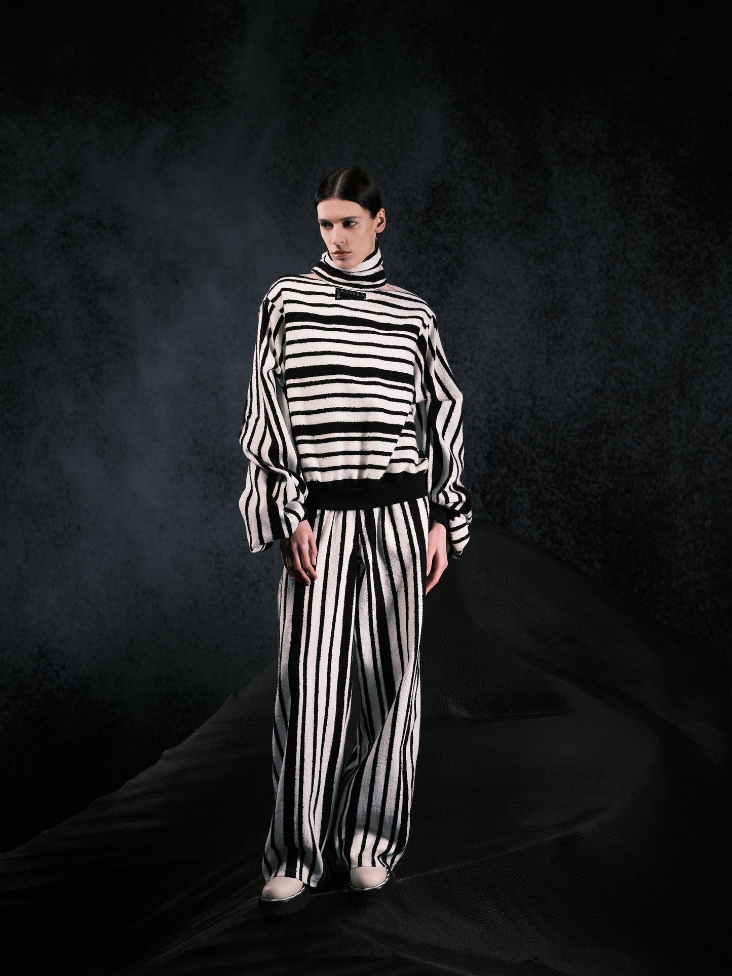Black-white Stripe Jumpsuit