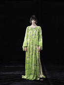 NEON GREEN PRINTED MIDI DRESS