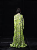 NEON GREEN PRINTED MIDI DRESS