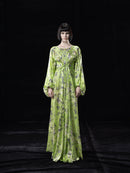 NEON GREEN PRINTED MIDI DRESS