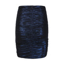 LIGHTNING BLUE ASYMMETRIC DRAPED MINI SKIRT