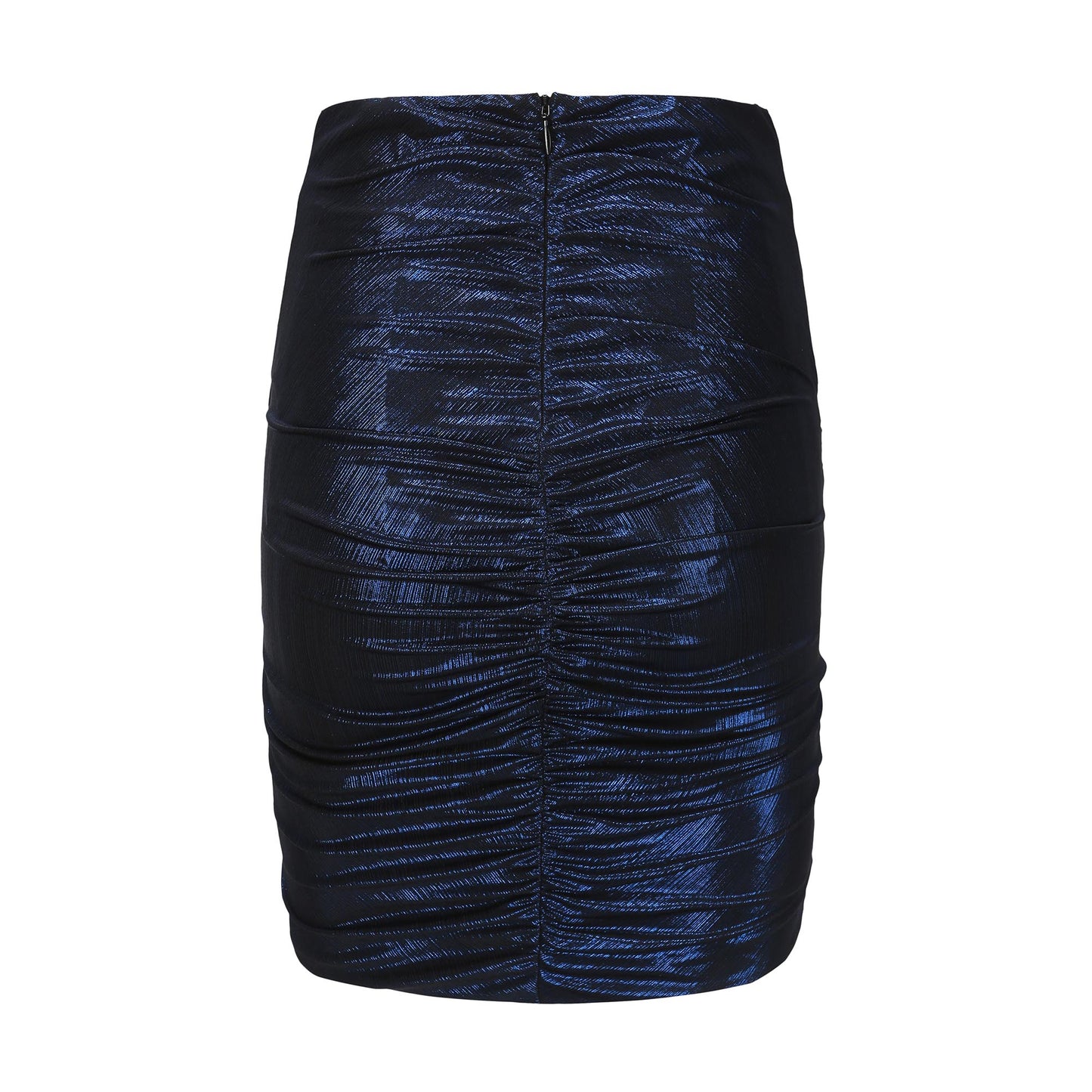 LIGHTNING BLUE ASYMMETRIC DRAPED MINI SKIRT