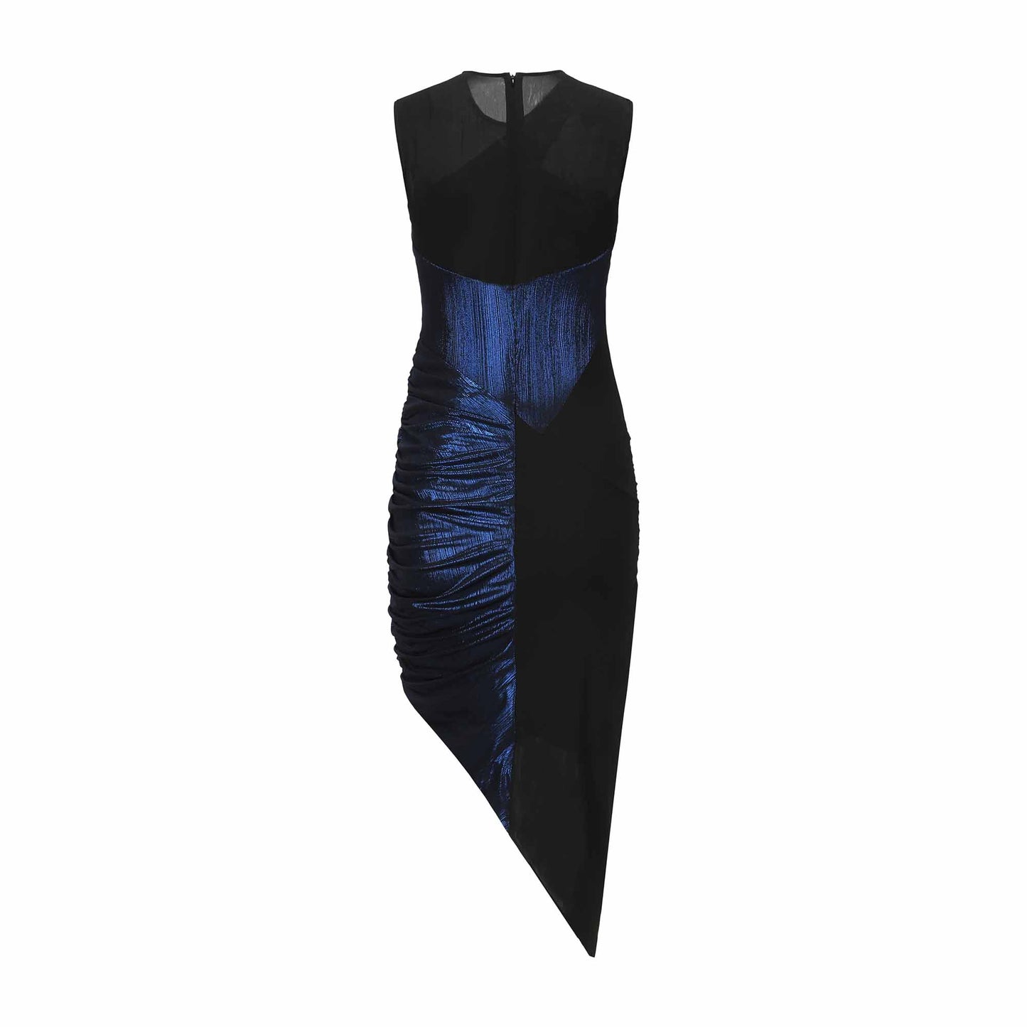 LIGHTNING BLUE ASYMMTRIC DRAPED DRESS WITH CUT OUTS