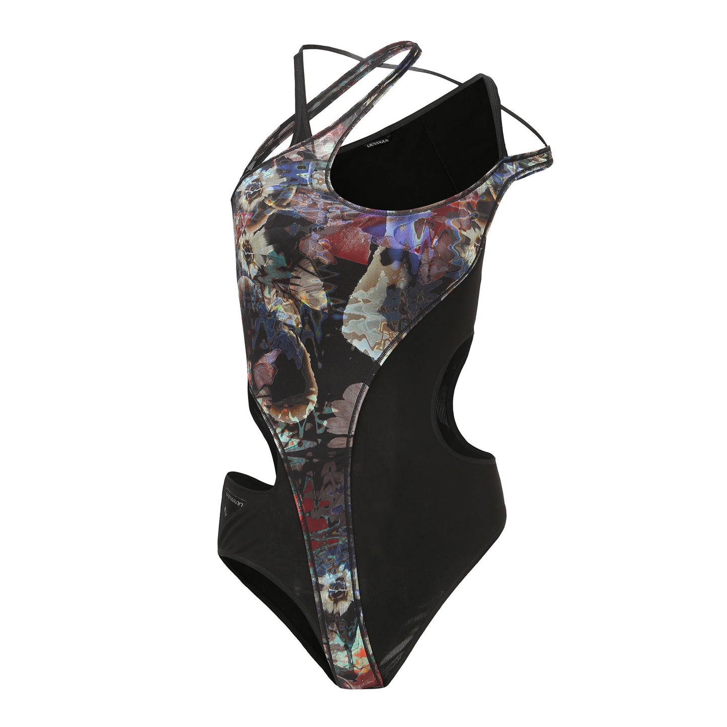 Lace-up printed bodysuit