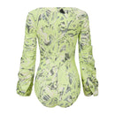 NEOR GREEN PRINTED SWIMSUIT WITH GATHERED. SLEEVES