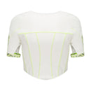 CONTRAST DENIM CROP TOP WITH CUT-OUTS