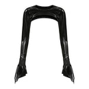 BLACK FAUX LEATHER SUPER-SHORT TOP
