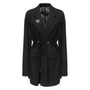 BLACK CONTRAST LACE BLAZER JACKET WITH DRAWSTRINGS