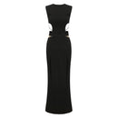 BLACK TAILORED MIDI DRESS WITH CUT-OUTS