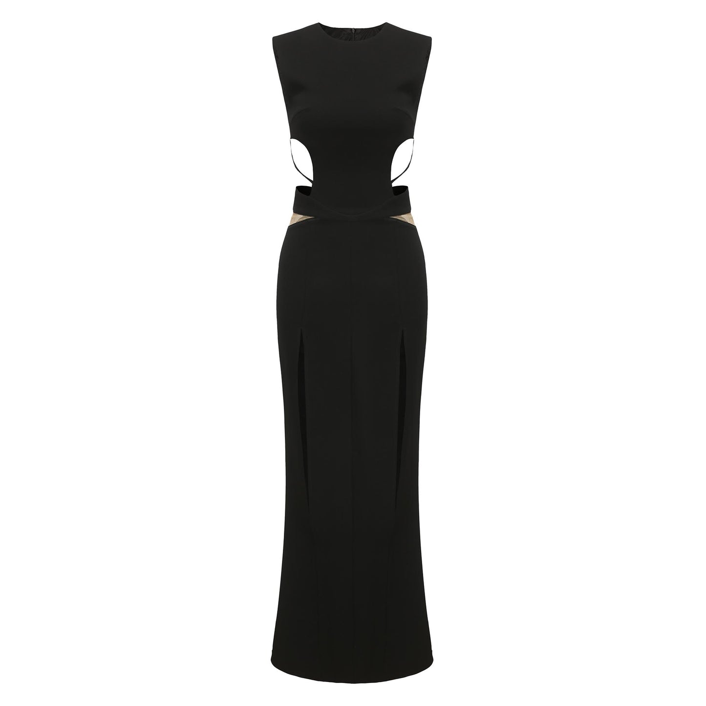 BLACK TAILORED MIDI DRESS WITH CUT-OUTS
