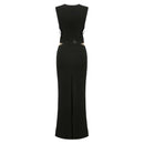 BLACK TAILORED MIDI DRESS WITH CUT-OUTS