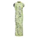 NEON GREEN PRINTED. MIDI. DRESS WITH TWO LAYERS(MULTTWAY WEARING)