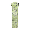 NEON GREEN PRINTED. MIDI. DRESS WITH TWO LAYERS(MULTTWAY WEARING)