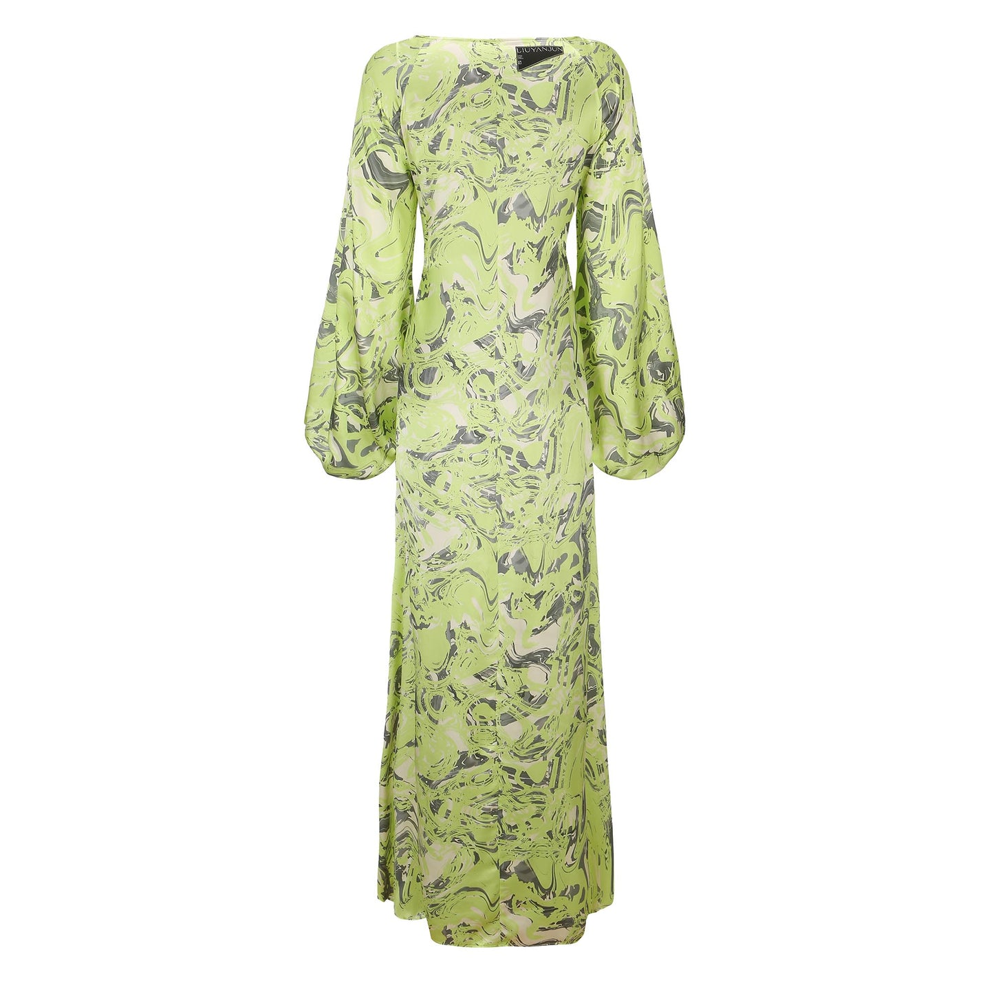 NEON GREEN PRINTED MIDI DRESS