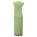 NEON GREEN MIDI. DRESS WITH TWO LAYERS(MULTIWAY. WEARING)