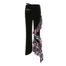 Asymmetric Velvet Flared-leg Pants