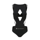 BLACK SWIMSUIT WITH STRAPS AND CUT-OUTS
