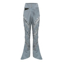 High-waist Strapped Flared Jeans