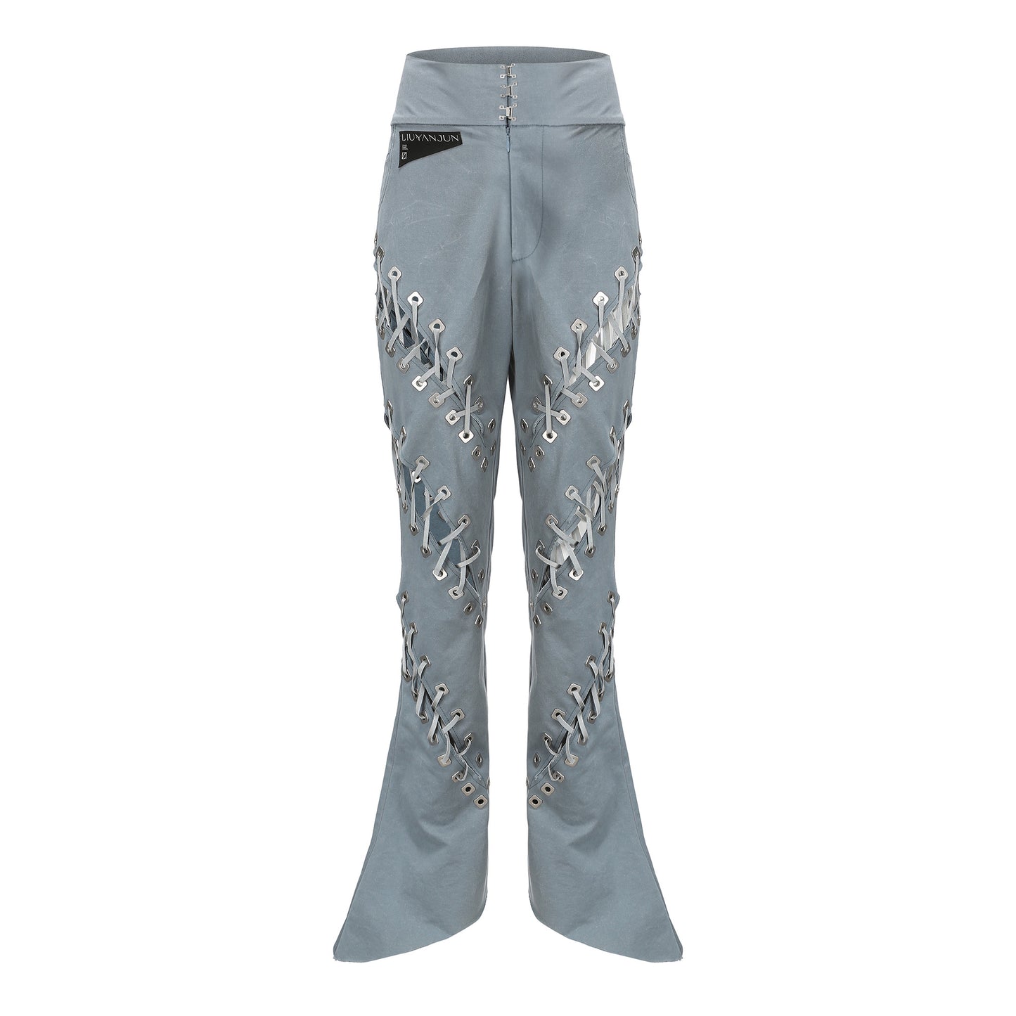 High-waist Strapped Flared Jeans